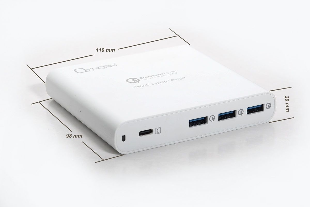 Compact Oxhorn 87W USB-C PD laptop charger with cable and stand