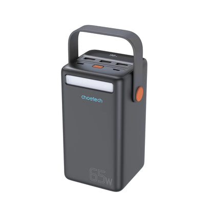 Black CHOETECH power bank with LCD display and built-in LED flashlight