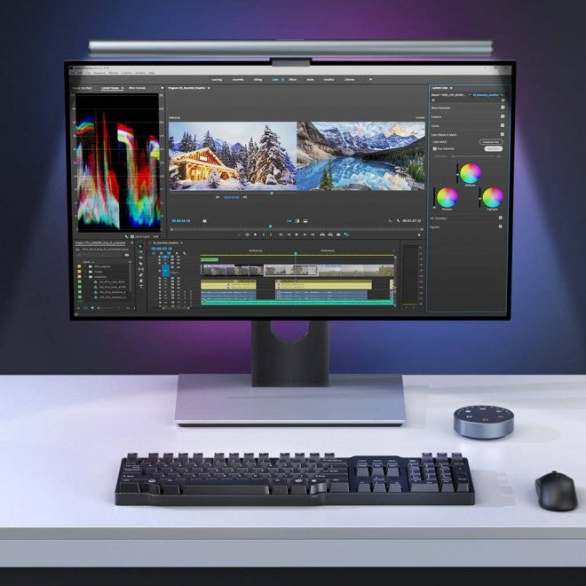Wireless LED monitor lamp with adjustable light and wireless controller