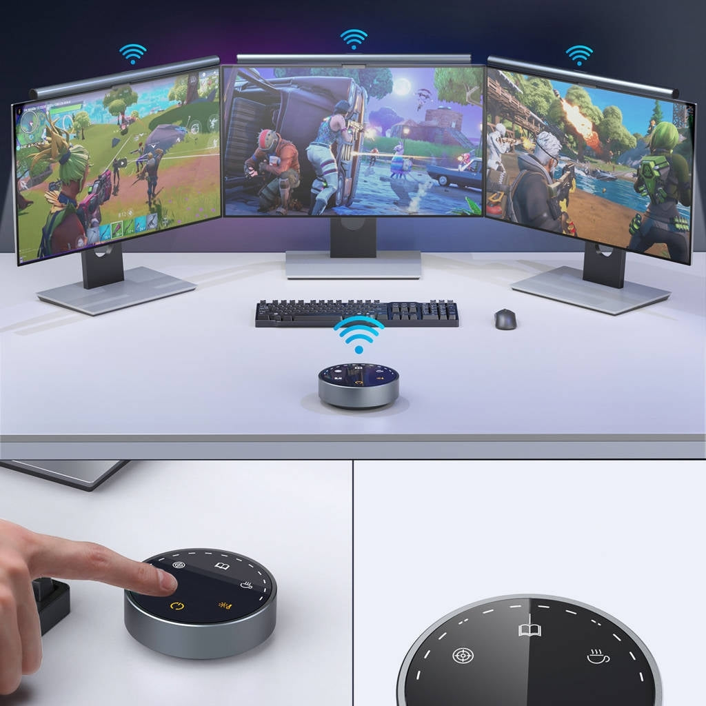 Two-bar wireless monitor lamp with remote controller for desk lighting