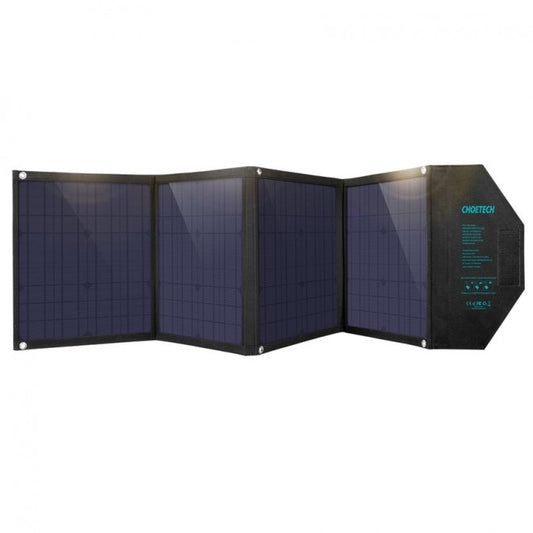 Folding CHOETECH 80W solar panel charger with carry handle and adjustable stands