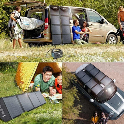 Folding CHOETECH 80W solar panel charger with carry handle and adjustable stands
