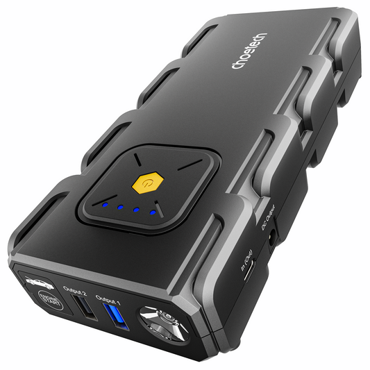 CHOETECH portable car jump starter with LED flashlight and charging ports