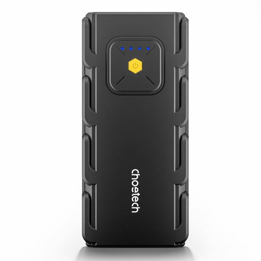 CHOETECH portable car jump starter with LED flashlight and charging ports