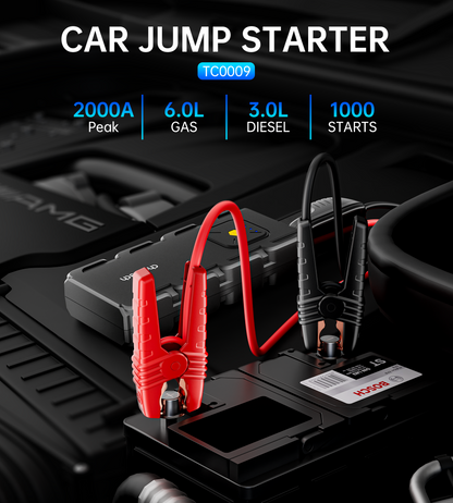 CHOETECH portable car jump starter with LED flashlight and charging ports