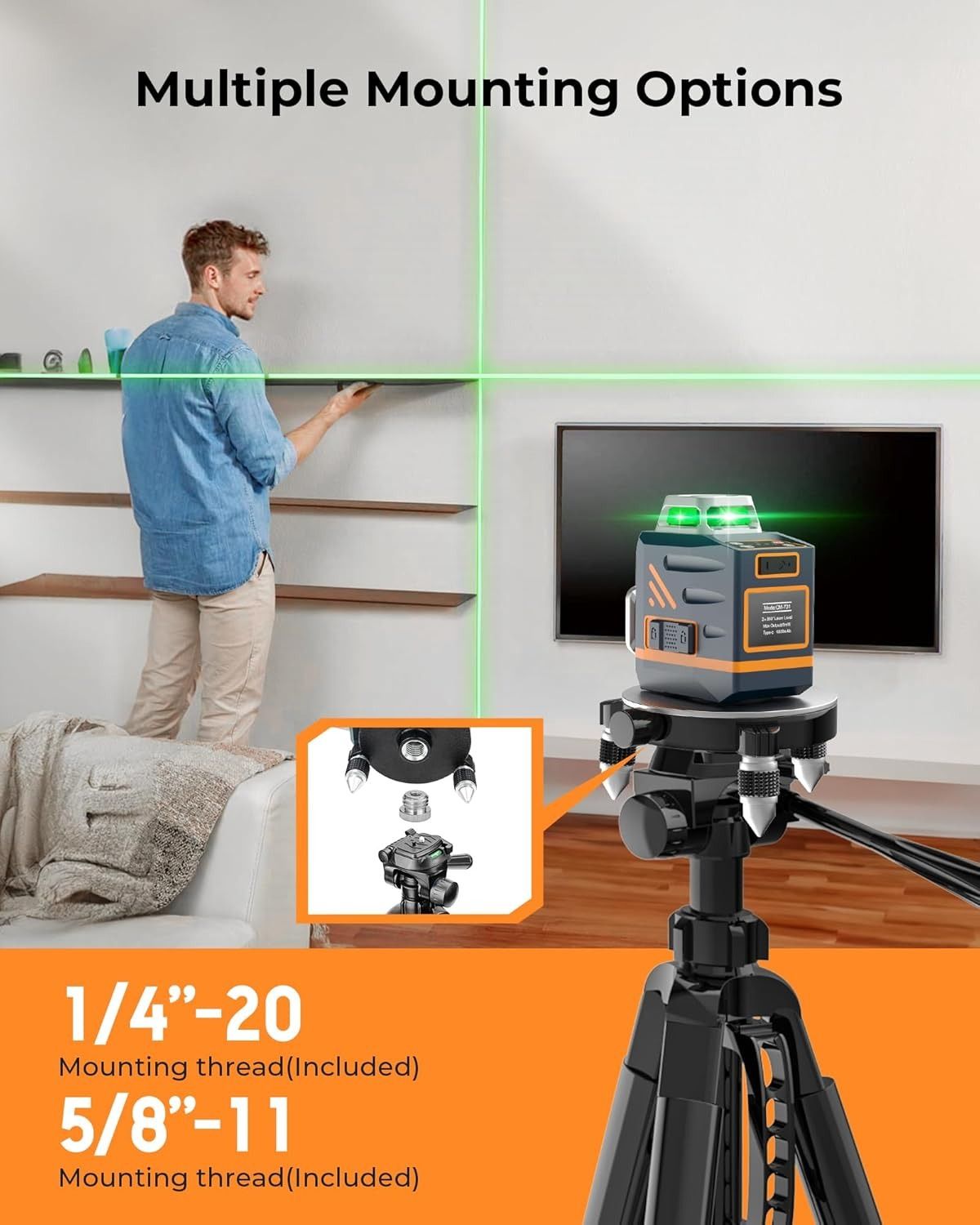Black adjustable CIGMAN tripod with pan head, bubble level, phone holder and carry bag