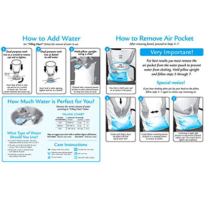 Two white Mediflow adjustable waterbase pillows with cotton covers