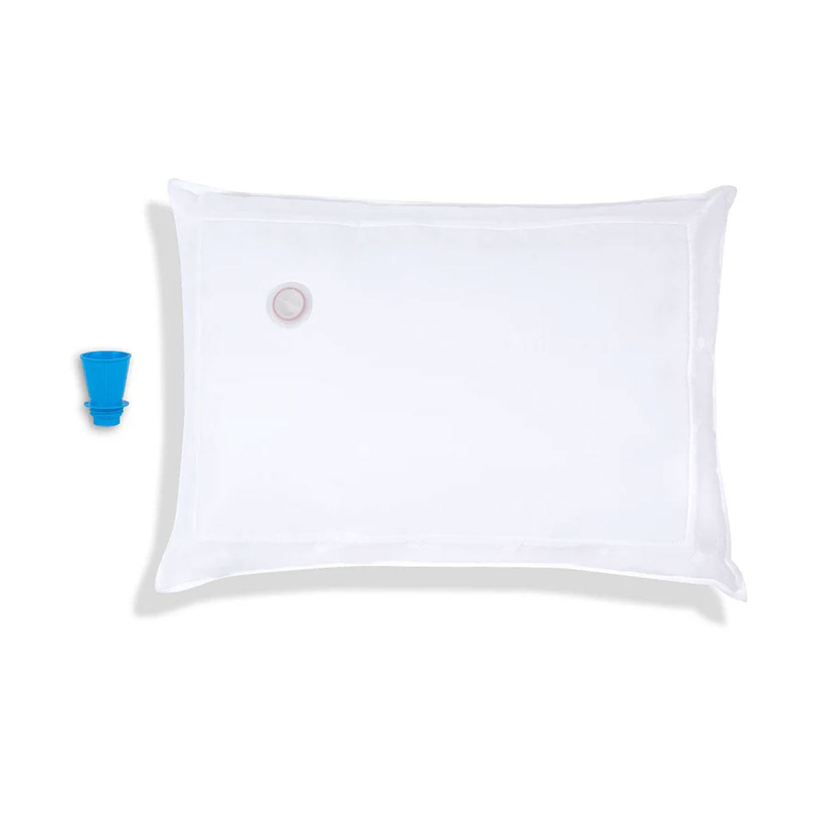 Two white Mediflow adjustable waterbase pillows with cotton covers