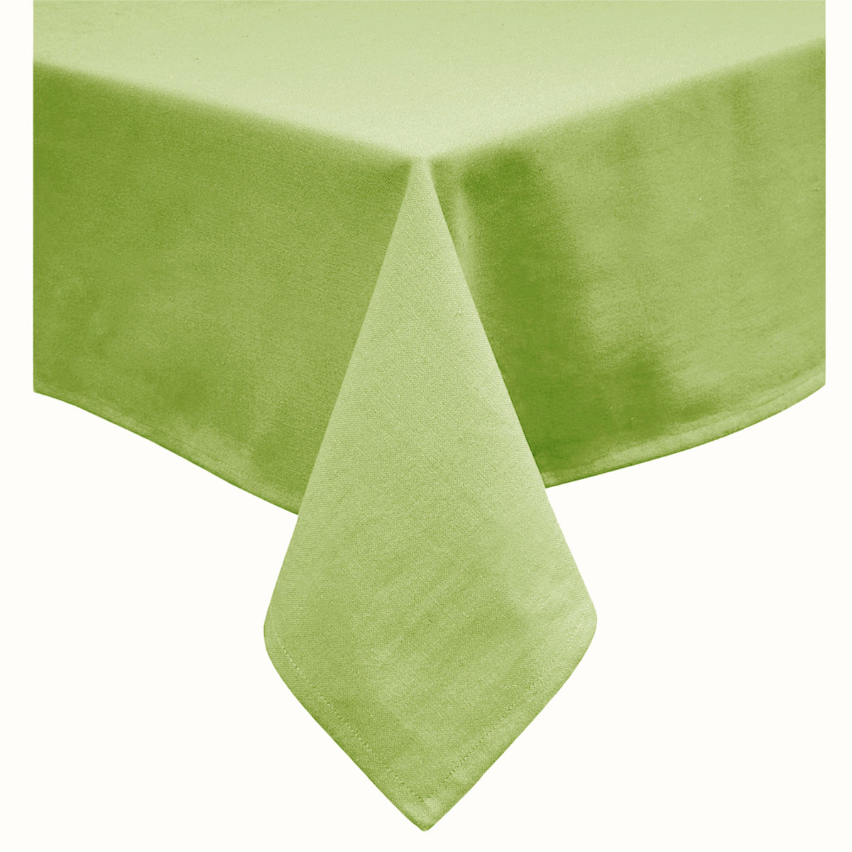 Apple green oblong table cloth laid flat for a long dining table