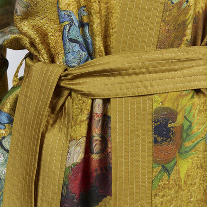 Floral gold kimono bath robe with Van Gogh Partout des Fleurs print