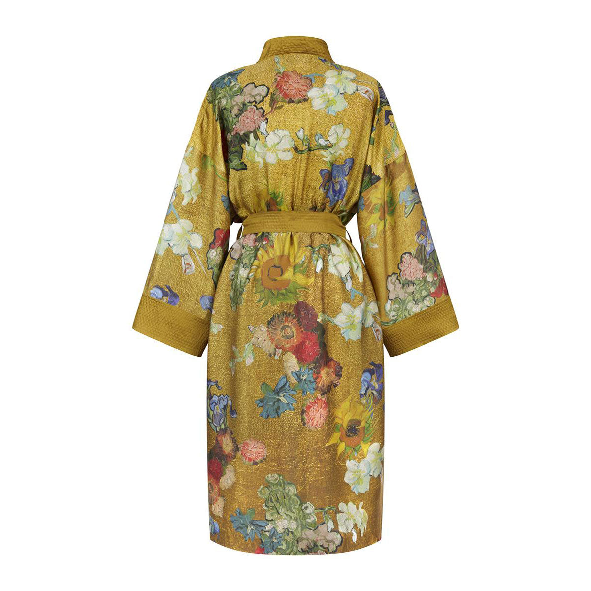 Floral gold kimono bath robe with Van Gogh Partout des Fleurs print