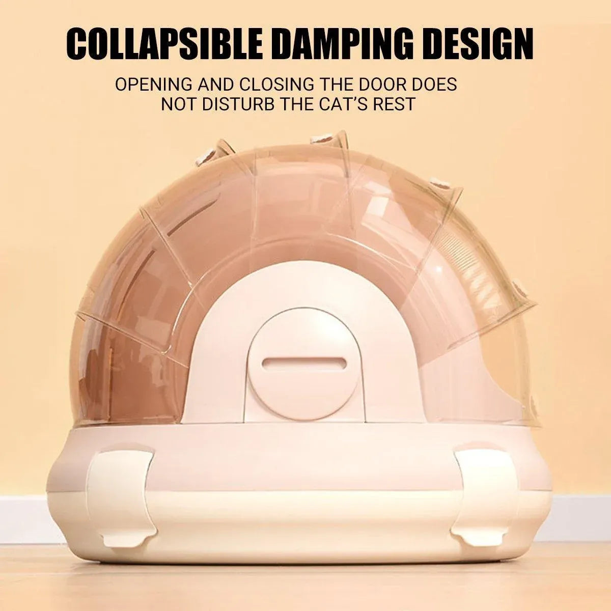 Grey space capsule cat carrier with a clear transparent dome