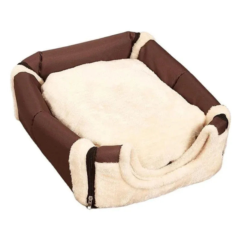 XL brown dots soft igloo pet house bed for cats, puppies and small dogs