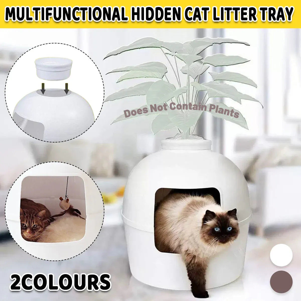 White plastic pet kennel with front opening and matching shovel