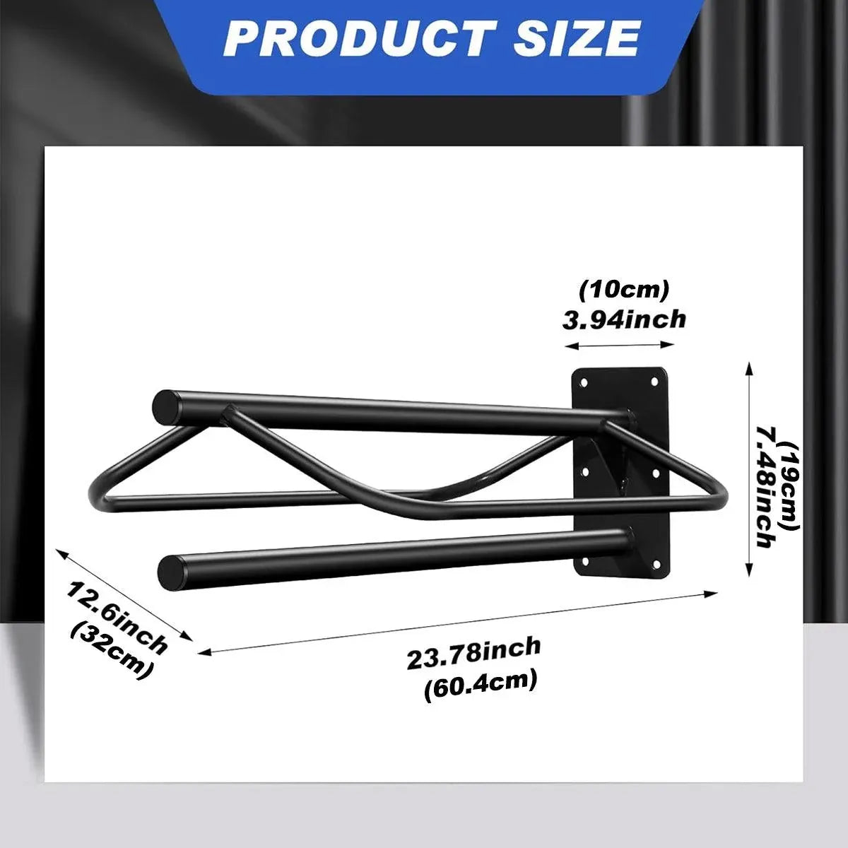 Black wall mounted saddle rack with double pad storage