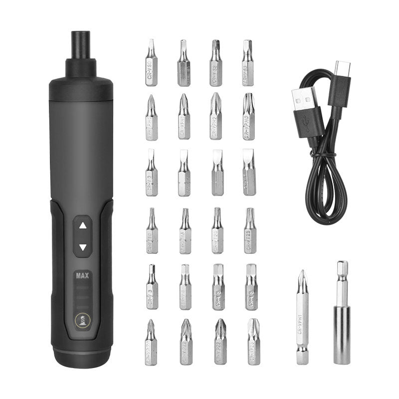 Cordless electric screwdriver set with LED light, bits and storage case