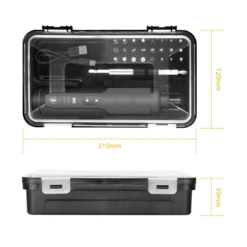 Cordless electric screwdriver set with LED light, bits and storage case