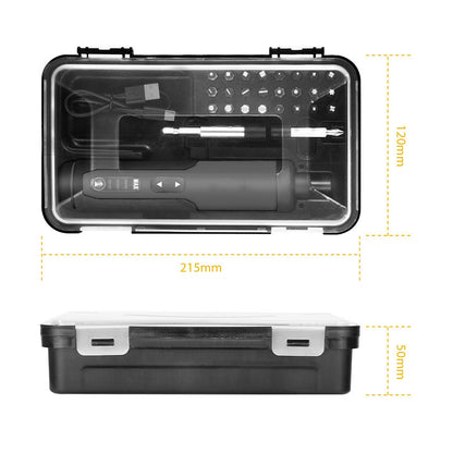 Cordless electric screwdriver set with LED light, bits and storage case