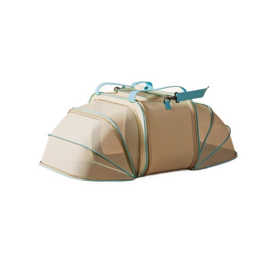 Portable cat backpack pet carrier with mesh panels, top opening and shoulder straps