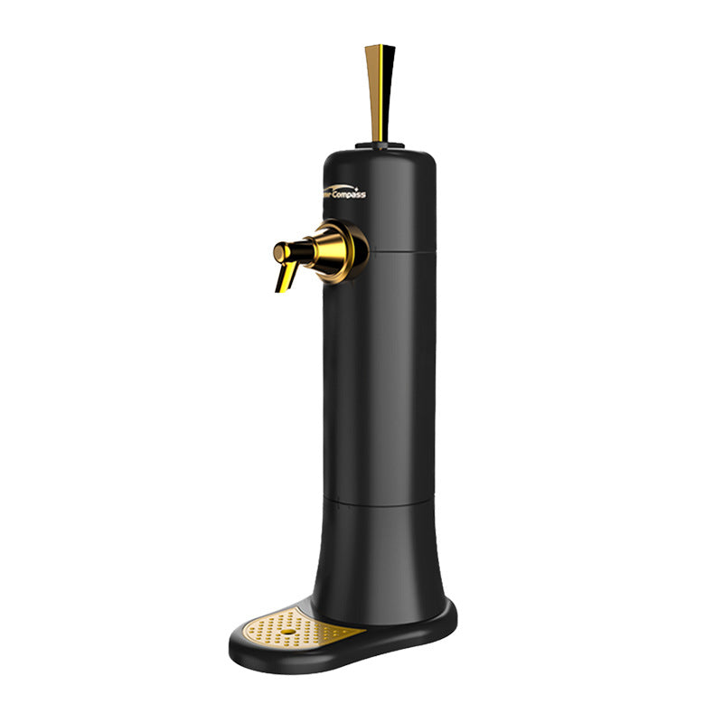 Black portable beer foam dispenser with tap-style lever and cooling system