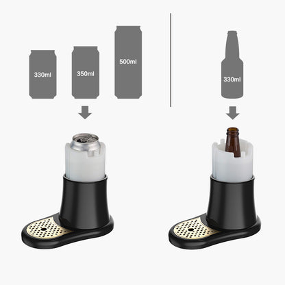 Black portable beer foam dispenser with tap-style lever and cooling system
