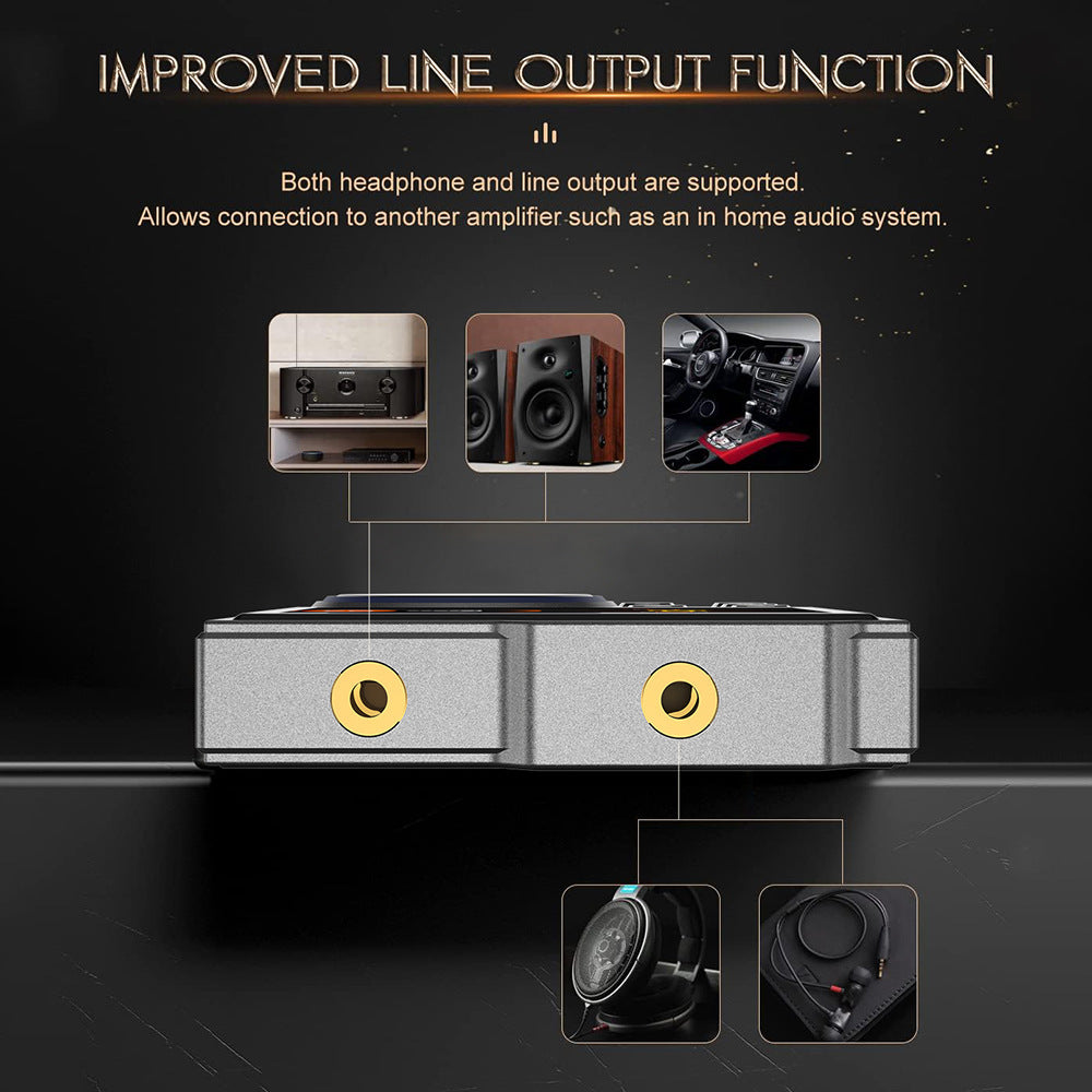 Black portable hi-res digital audio player with scroll wheel and screen
