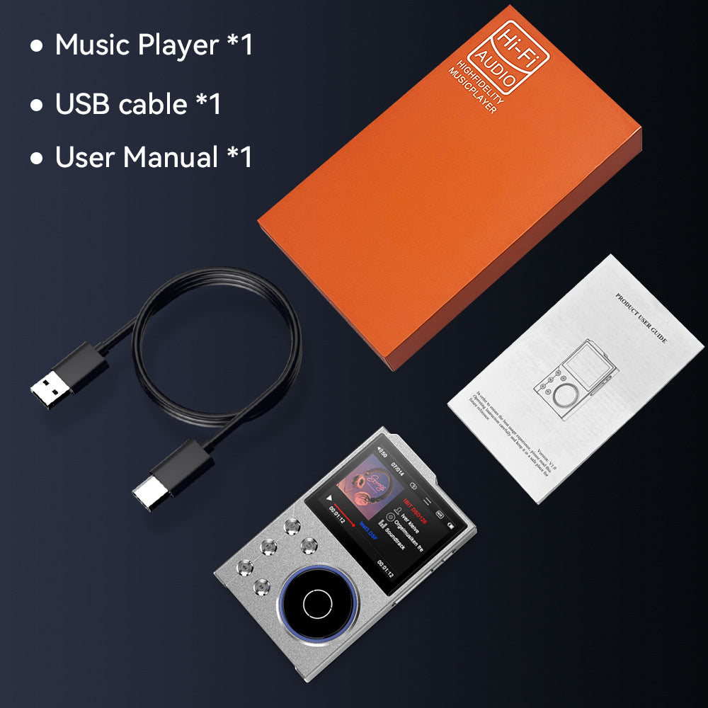 Black portable hi-res digital audio player with scroll wheel and screen