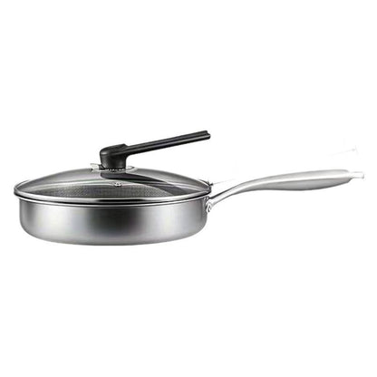 28cm stainless steel frying pan with honeycomb surface and glass lid