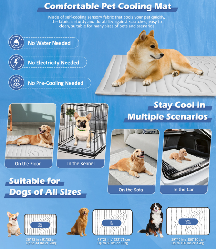 Extra large reversible dog cooling mat in grey laid on a hard floor