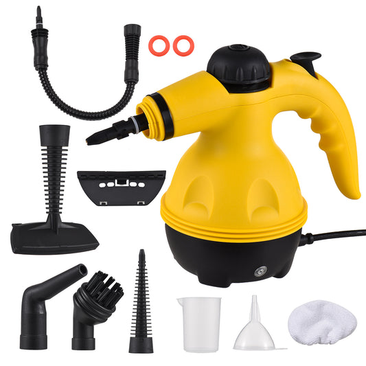 Handheld steam cleaner with brush accessories cleaning bathroom tile grout