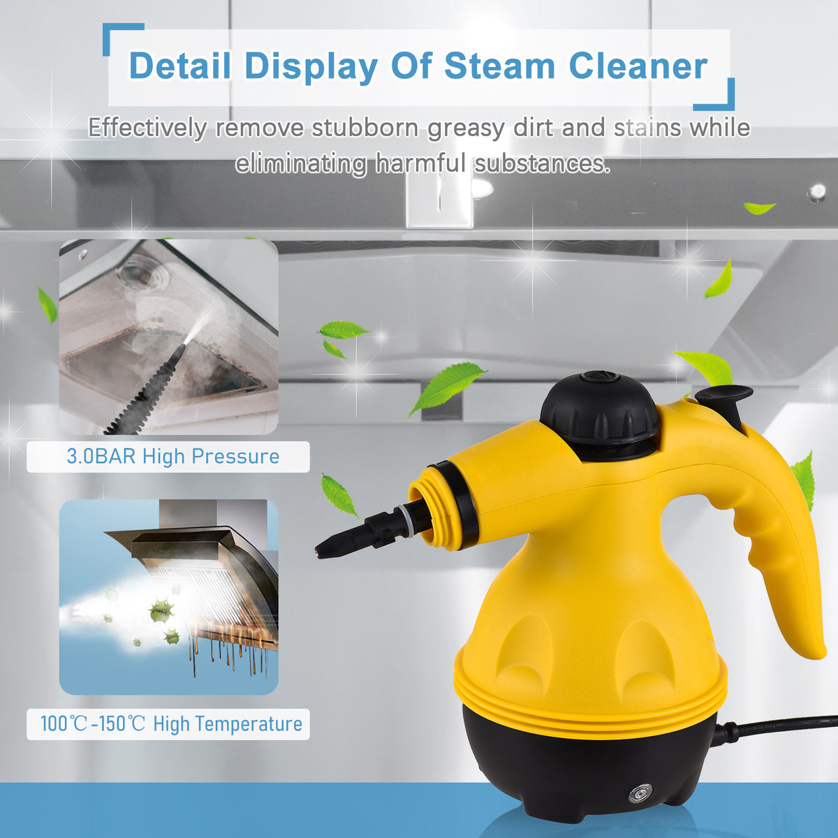 Handheld steam cleaner with brush accessories cleaning bathroom tile grout