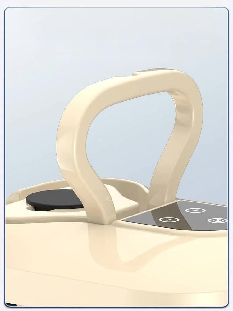 White and black digital steam cleaner with hose, handle and accessories