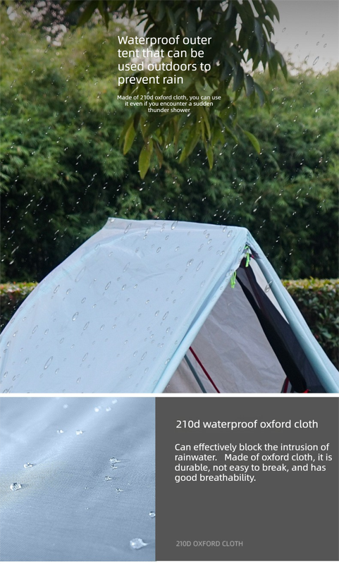 Khaki off-ground camping tent canopy with mosquito net over a camp cot
