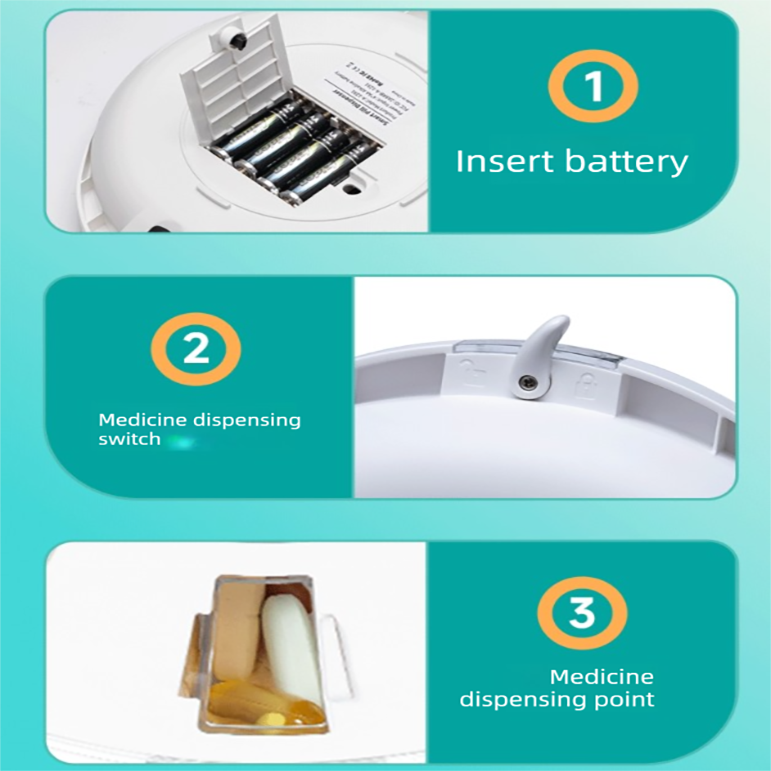 Automatic rotating pill dispenser with digital display and alarm controls
