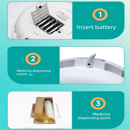 Automatic rotating pill dispenser with digital display and alarm controls