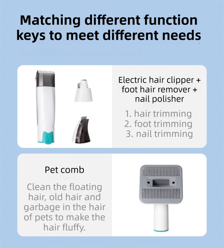 White 7-in-1 pet grooming vacuum kit with attachments and dust cup