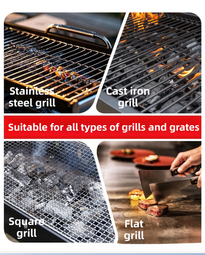 Cordless electric grill cleaner with LED light, three brush heads and USB charging