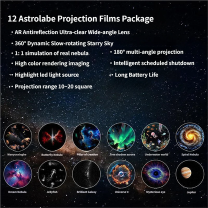 USB galaxy projector night light casting star and nebula patterns