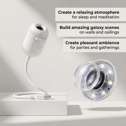 USB galaxy projector night light casting star and nebula patterns