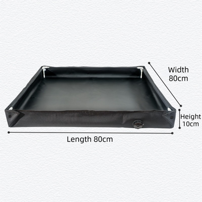 Portable camping shower pump kit with digital display, LED light and foldable basin tray
