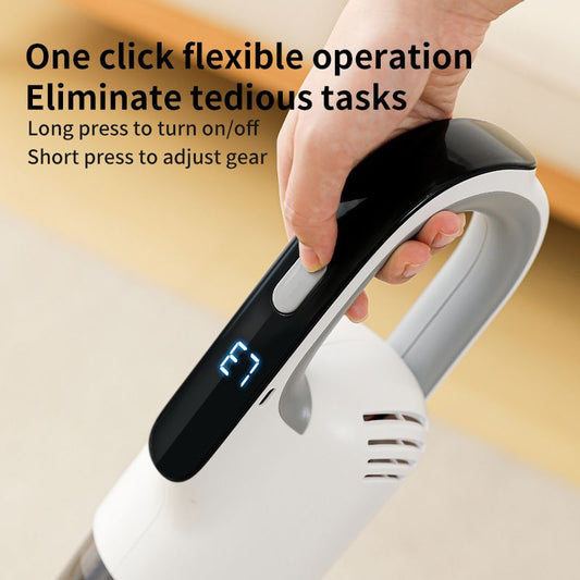White cordless vacuum and mop combo with stick handle, swivel head and detachable tank