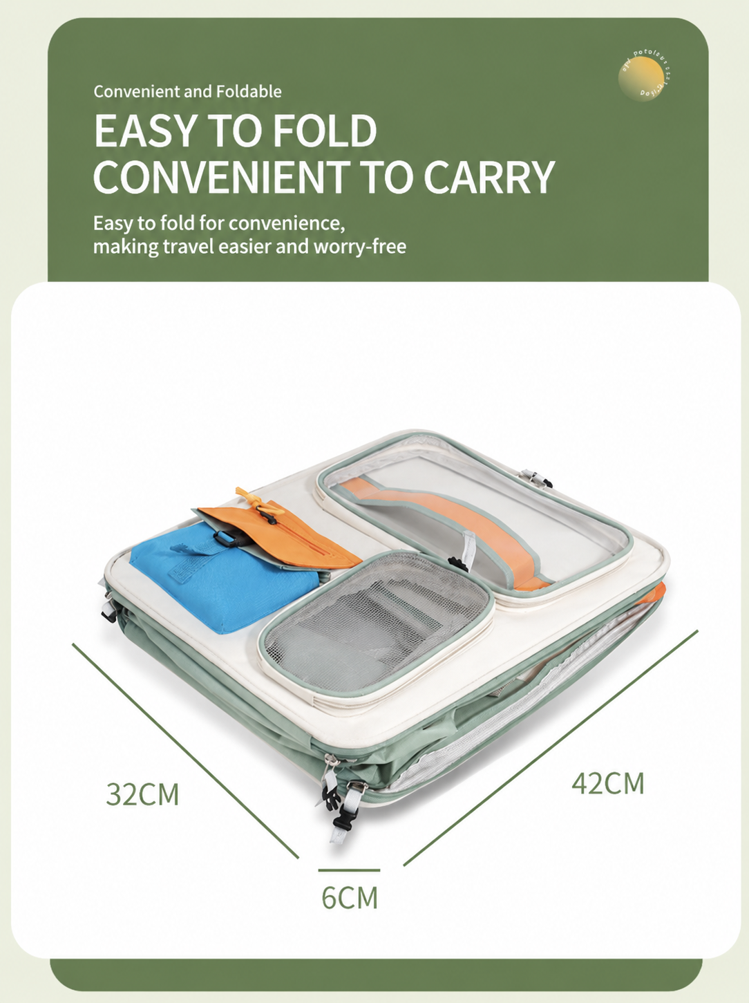 Brown and grey foldable pet carrier trolley with mesh sides, front window and wheels