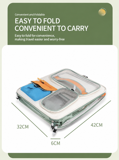 Brown and grey foldable pet carrier trolley with mesh sides, front window and wheels