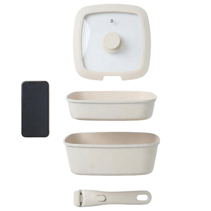 20cm detachable nonstick cookware set with frying pan, saucepan and glass lid