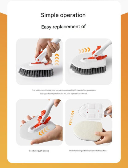 Nine piece cleaning brush set with telescopic handle and silicone toilet brush