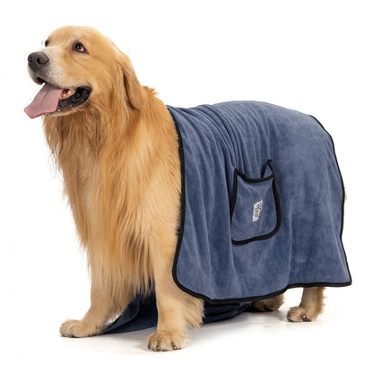 Dog rain gear set with grey raincoat, yellow boots and grey towel