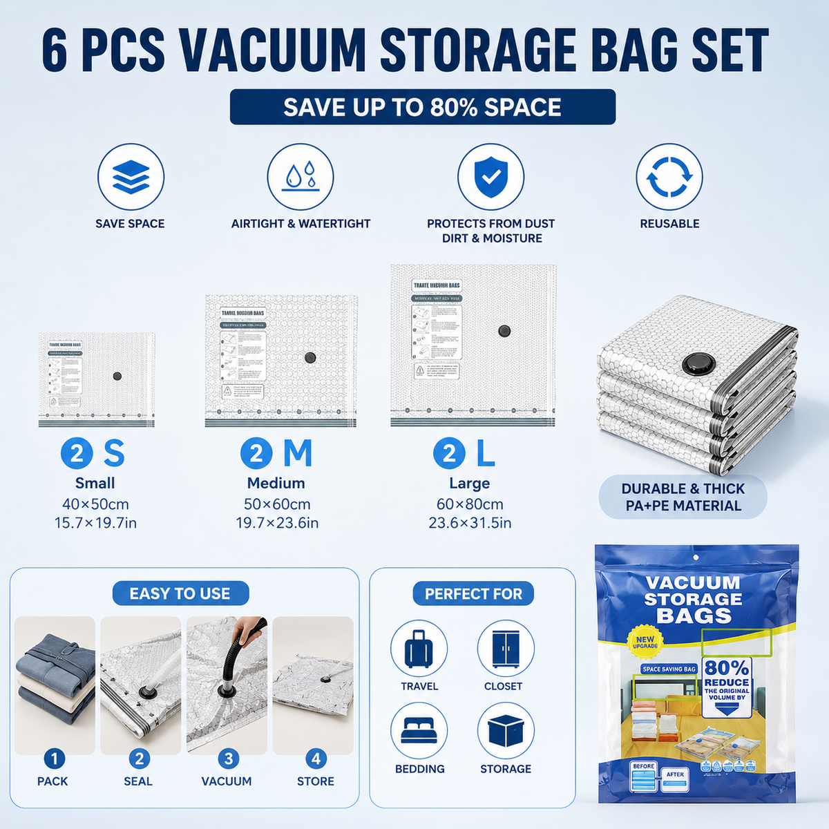 Cordless handheld vacuum cleaner with reusable vacuum storage bags
