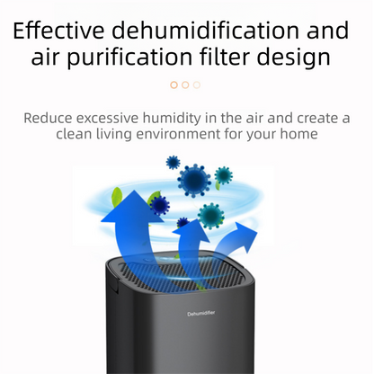 Black mini dehumidifier with 1000ml water tank, RGB night light and control buttons