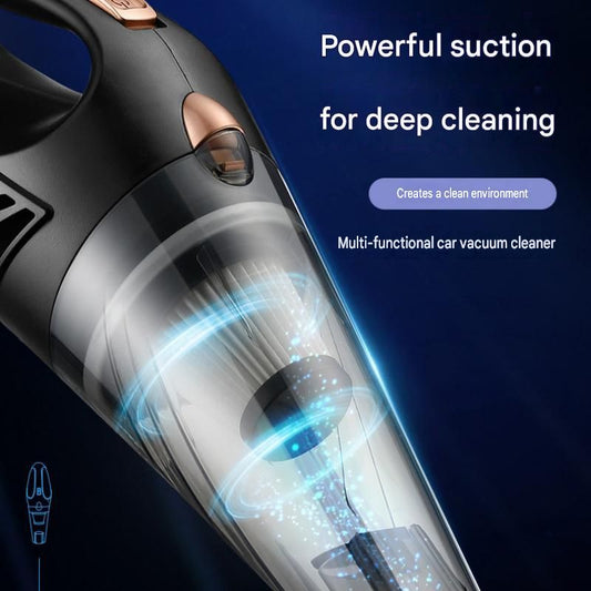 Black cordless car vacuum cleaner and electric spin scrubber combo with brush heads