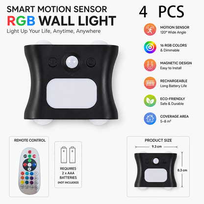 Black rechargeable motion sensor wall lights mounted along a hallway